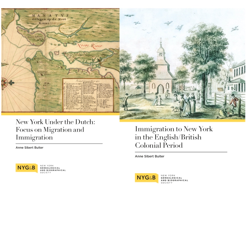 Product Description: Related Purchases</br></br>Digital Bundle</br></br>New York Under the Dutch: Print Edition and Digital Edition</br></br>Immigration to New York in the English/British Colonial Period: Print Edition and Digital Edition</br></br>New York Immigration Bundle: Print Bundle and Digital Bundle</br></br>Purchase print copies of Professor Anne Sibert Buiter's essential works on colonial immigration—Immigration to New York in the English/British Colonial Period, and New York Under the Dutch: Focus on Migration and Immigration—for one special price.</br></br>All titles by Anne Sibert Buiter, Professor of Economics, Birkbeck, University of London</br></br>Immigration to New Yorkin the English/British Colonial Period</br></br>36pages, publishedMay2021.</br></br>Professor Buiter goes in-depth on immigration and related records for English and British colonial New York.Abrief historical backgroundprecedes details onimmigration and emigration records and some additional records that may contain immigration information.Also covered areBritish and colonial naturalization procedures,the naturalization records, and how to find them. Researched while writing her book, Tracing Immigrants through the Port on New York: Early National Period to 1924, Professor Buiter provides examples throughout.</br></br>New York Under the Dutch: Focus on Migration and Immigration</br></br>42 pages, published September 2020</br></br>Interspersed among the Dutch records of New Netherland and New Amsterdam are those related to migration and immigration to the New World. Readers will find an overview of records that contain information of genealogical value while maintaining a focus on the topic of migration. Researched while writing her book, Tracing Immigrants through the Port on New York: Early National Period to 1924, Professor Buiter provides a survey of publications and original records for the period. Examples illuminate the records sets and publications throughout.</br></br>About the Author</br></br>Anne Sibert Buiter is a Professor of Economics at Birkbeck, University of London and was head of its School of Economics, Mathematics and Statistics for seven years. She also teaches at the School of International and Public Affairs, Columbia University. She is a Research Fellow of CEPR and was a founding contributor of Voxeu.org. She is a Fellow of the European Economic Association and the Kiel Institute for World Economics. She has published widely on central bank design, public finance, economic and political aspects of economic and monetary union in Europe, and the political economy of structural reform. She is a member of the London Times Shadow Monetary Policy Committee. She was an external member of the Monetary Policy Committee of the Central Bank of Iceland, the Panel of Economic and Monetary Experts for the European Parliament’s Committee for Economic and Monetary Affairs and the Council of Economic Advisors to the Opposition Front Bench, U. K. She has served on the editorial boards of several journals and was Associate Editor of the Economic Journal and Macroeconomic Dynamics. She earned her PhD in economics at Carnegie-Mellon University. She has a long-time interest in early American history and genealogy and is a Trustee of the New York Genealogical and Biographical Society.</br> Colonial Immigration Bundle